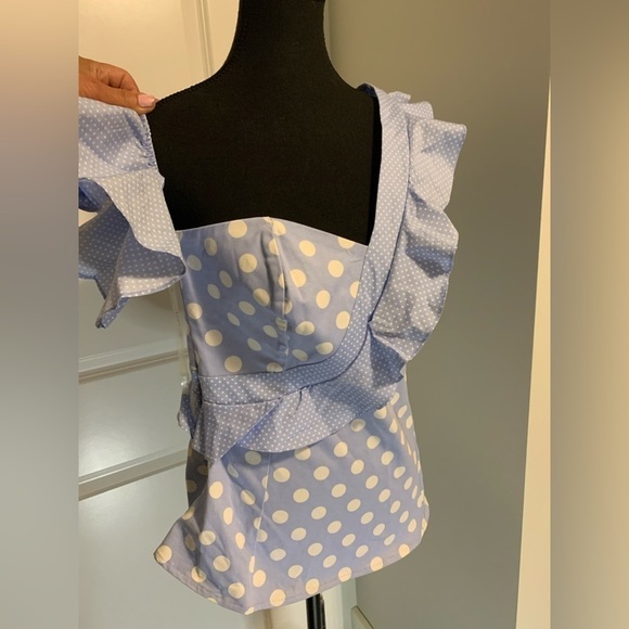 Studio F ladies top in size S. white and Light blue - Picture 4 of 9